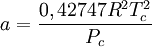 a = \frac{0,42747R^2T_c^2}{P_c}