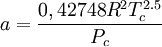 a = \frac{0,42748R^2T_c^{2.5}}{P_c}