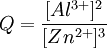Q = \frac{[Al^{3+}]^2}{[Zn^{2+}]^3}