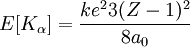 E[K_{\alpha}]=\frac{ke^{2}3(Z-1)^{2}}{8a_{0}}