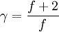 \gamma = \frac{f+2}{f}