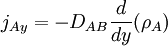 j_{Ay} = -D_{AB} \frac{d}{dy}(\rho_{A})