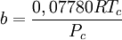 b = \frac{0,07780RT_c}{P_c}