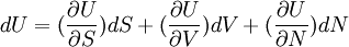 dU=(\frac{\partial U}{\partial S}) dS +(\frac{\partial U}{\partial V}) dV +(\frac{\partial U}{\partial N}) dN