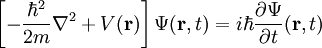 \left[ - \frac{\hbar^2}{2m} \nabla^2 + V(\mathbf{r}) \right] \Psi(\mathbf{r}, t) = i \hbar \frac{\partial \Psi}{\partial t} (\mathbf{r}, t)