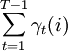 \displaystyle\sum_{t=1}^{T-1}{\gamma_{t}(i)}