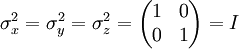 \sigma_x^2 = \sigma_y^2 = \sigma_z^2 = \begin{pmatrix} 1&0\\0&1\end{pmatrix} = I