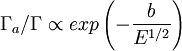 \Gamma_a/\Gamma \propto exp \left (-\frac{b}{E^{1/2}} \right )