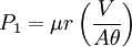 P_1 =\mu r \left ( \frac {V}{A \theta} \right )