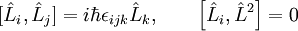 [\hat{L}_i, \hat{L}_j ] = i \hbar \epsilon_{ijk} \hat{L}_k, \qquad \left[\hat{L}_i, \hat{L}^2 \right] = 0