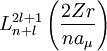 L_{n+l}^{2l+1} \left(\frac{2Zr}{na_\mu} \right )