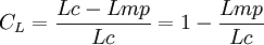 C_L = \frac{Lc-Lmp}{Lc} = 1-\frac{Lmp}{Lc}