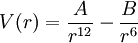 V(r) = \frac{A}{r^{12}} - \frac{B}{r^6}