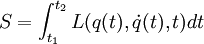 S=\int_{t_1}^{t_2} L(q(t),\dot{q}(t),t) dt