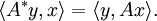 \langle A^* y, x \rangle = \langle y, Ax \rangle.